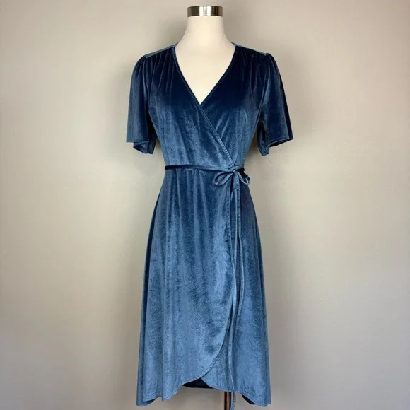 french connection blue bandage dress Blue Silk Slip Dress with French Lace and Velvet Straps by DrevelmaN Navy / S / Silk